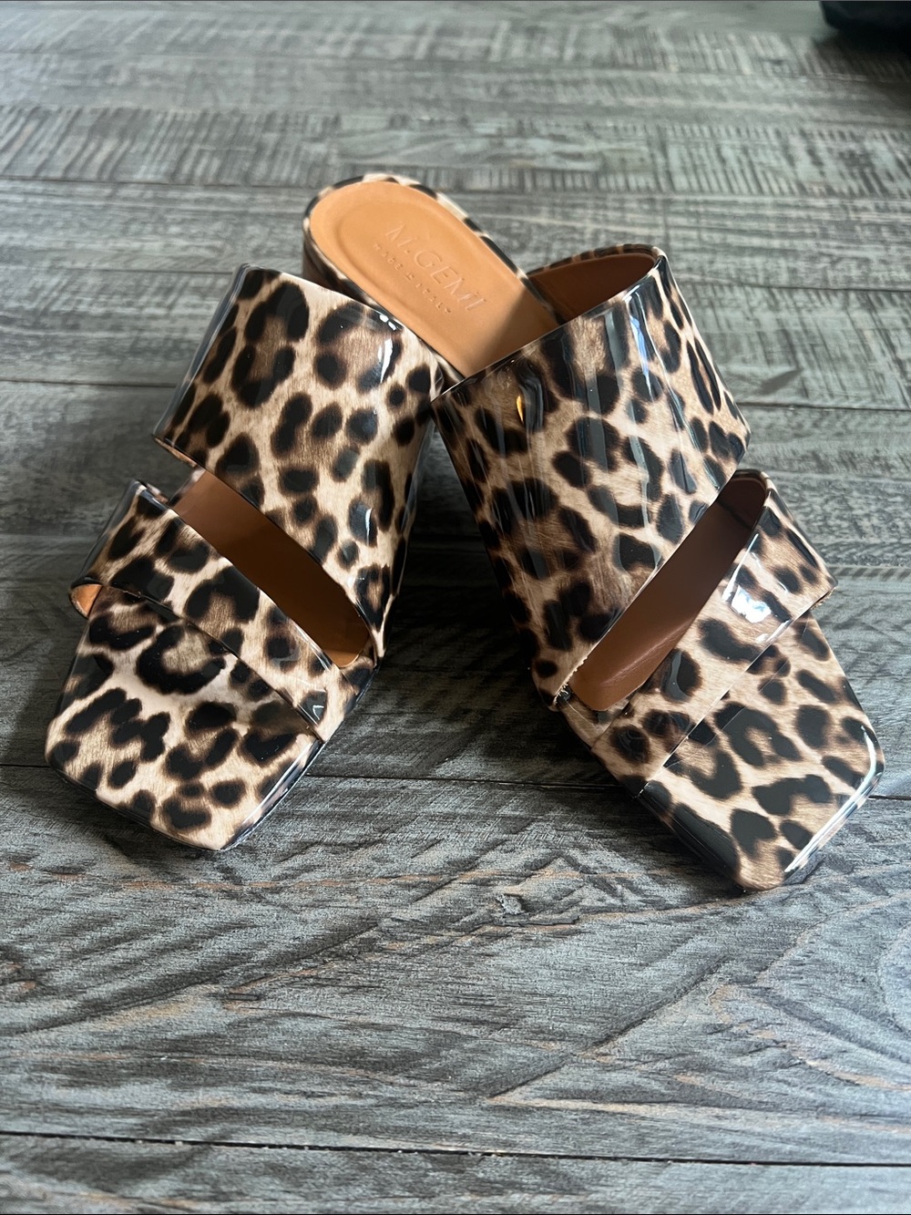 M. Gemi Leopard Print Slide Sandals - Tan/Black 37.5